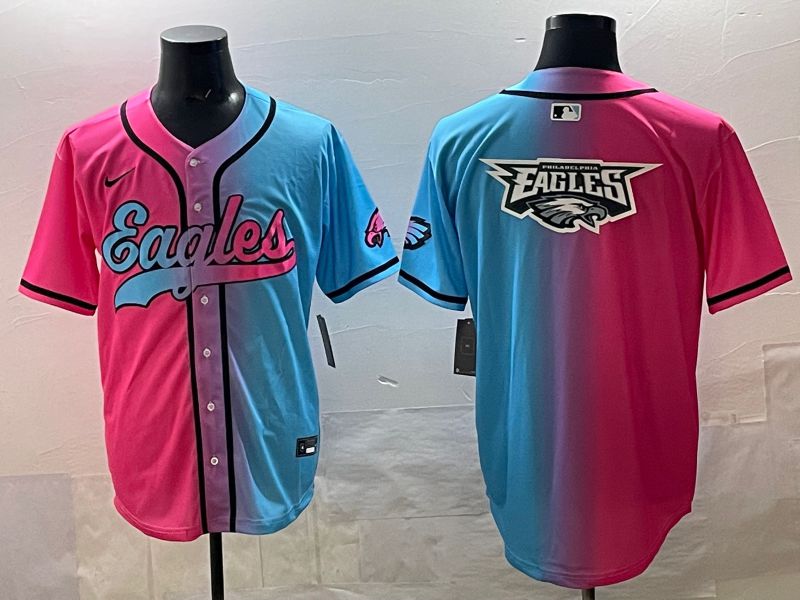 Men 2025 Philadelphia Eagles Blank Blue pink Nike Limited NFL Jersey style 021->philadelphia eagles->NFL Jersey